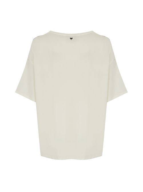 T-shirt Pampas in seta e jersey con stampa floreale Avorio WEEKEND MAX MARA | 2515941082600005